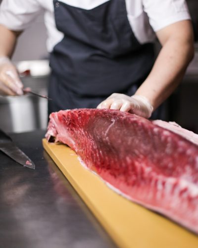 Sushi grade tuna freshly prepared superyacht chef